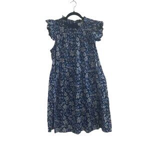 Vineyard Vines Girl's Blue Floral Ruffle Sleeve Dress Size 14
